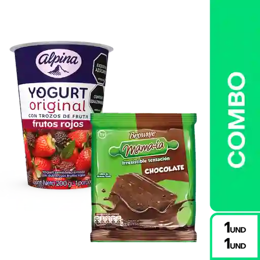 Combos Plus One: Yogurt Original Frutos Rojos + Brownie Mamaia
