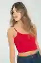 Crop Top Tiras Malibu Color Rojo Puro Talla M Ragged