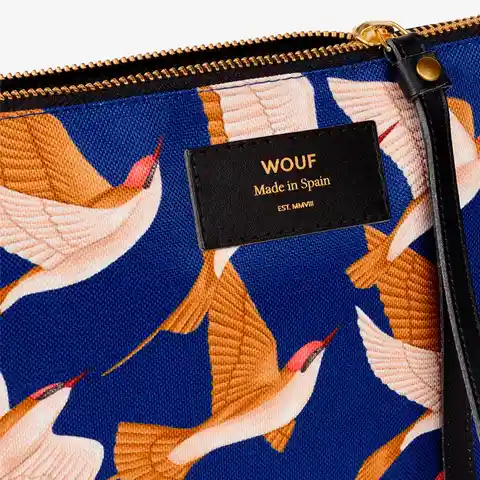 Wouf Bolso Mano Pouch Blue Birds XL