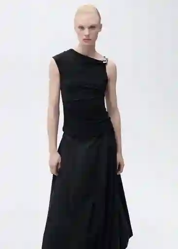 Top Meli Negro Talla XS Mujer Mango