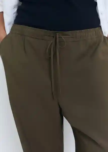 Pantalón Fluido Khaki Talla S Mujer Mango