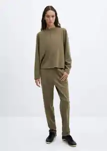 Buzo Sudadera Pique Khaki Talla S Mujer Mango