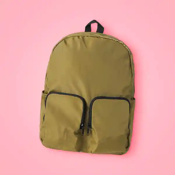 Maleta Con Doble Bolsa Frontal Verde Militar Miniso