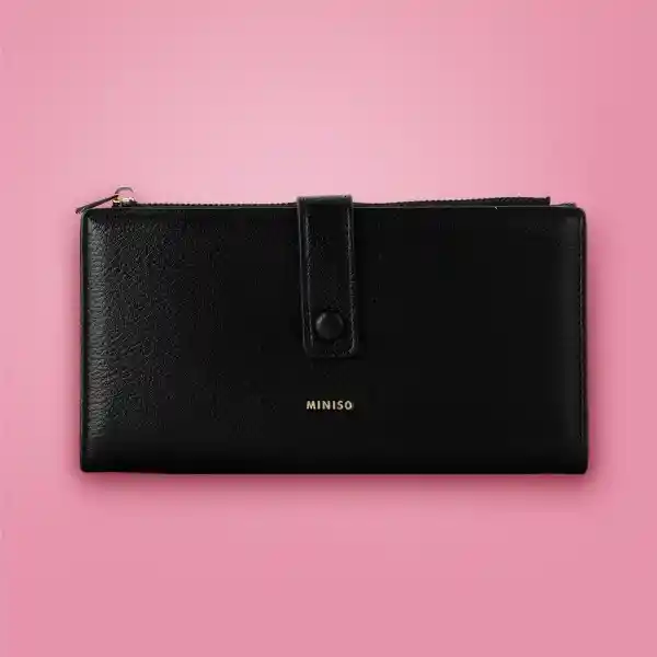 Cartera Larga Para Mujer Negro Serie Miniso