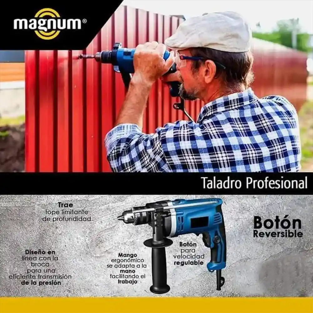 Taladro Magnum Percutor 1/2 710w + 10 Brocas Incolma