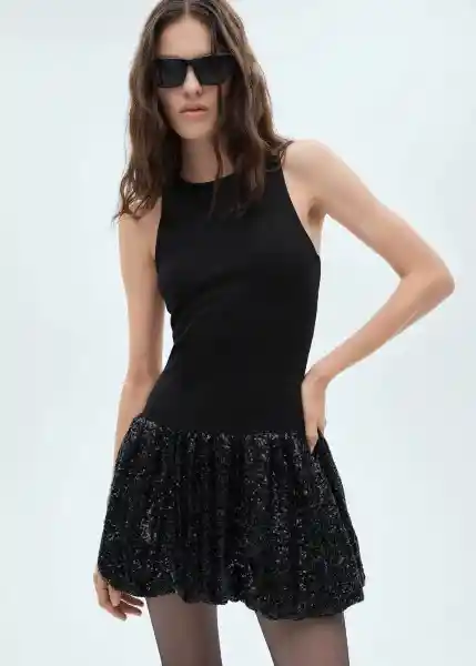 Vestido Xnuba Negro Talla L Mujer Mango