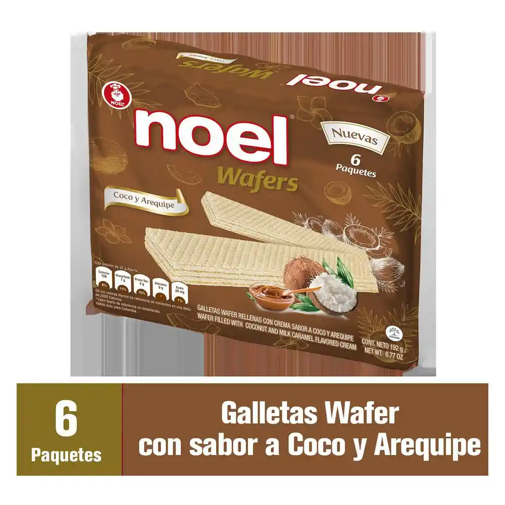 Noel Galletas Dulces Wafers Coco y Arequipe