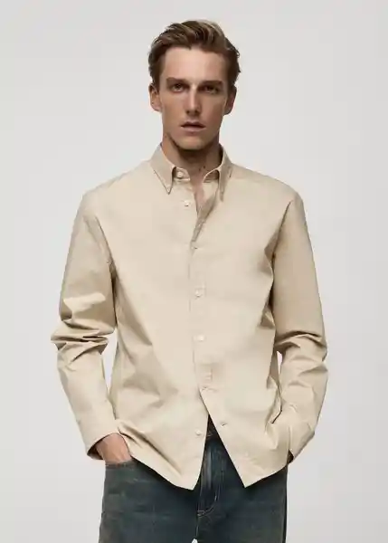 Camisa Nimes Beige Talla S Hombre Mango