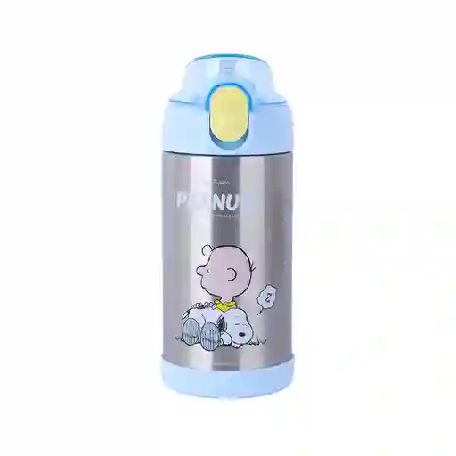 Termo Con Tapa Abatible Automática Azul Snoopy 300 mL Miniso