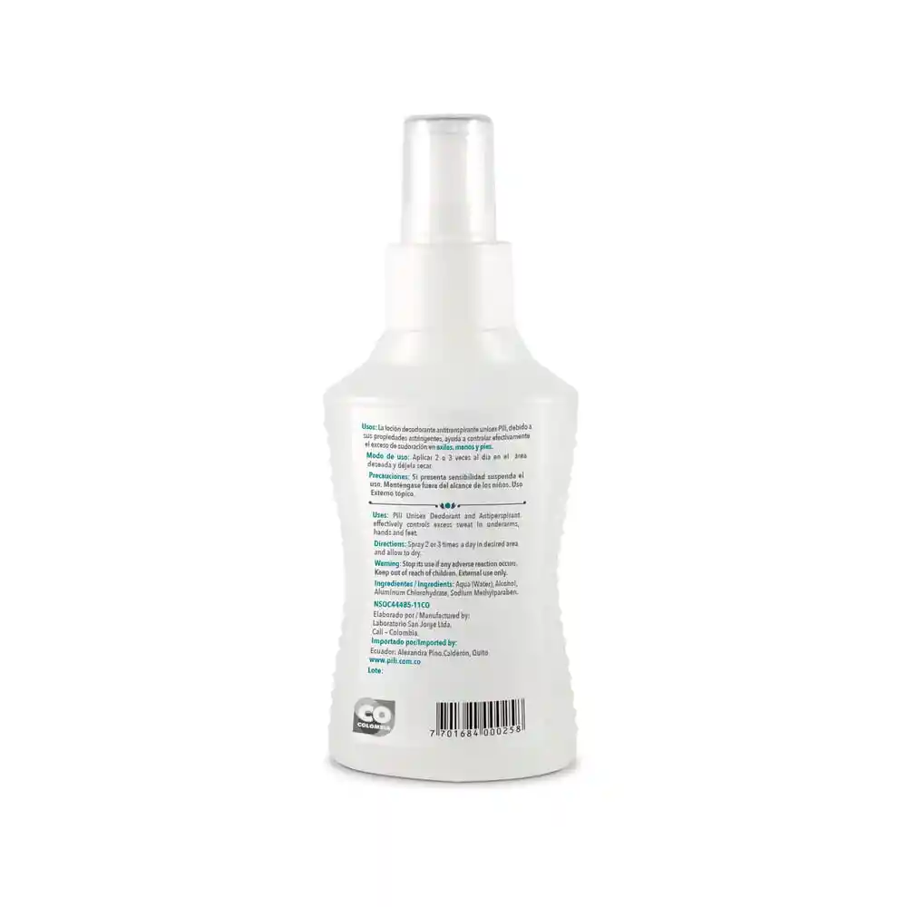 Pili Desodorante Antitranspirante Unisex Spray