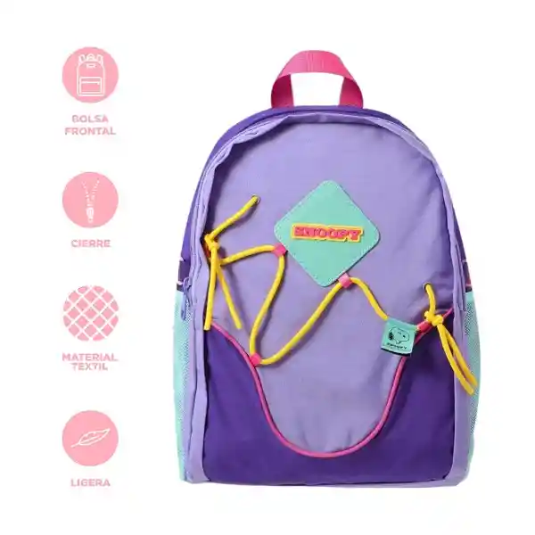 Maleta Escolar Serie Snoopy Colorful Vintage Morado Miniso