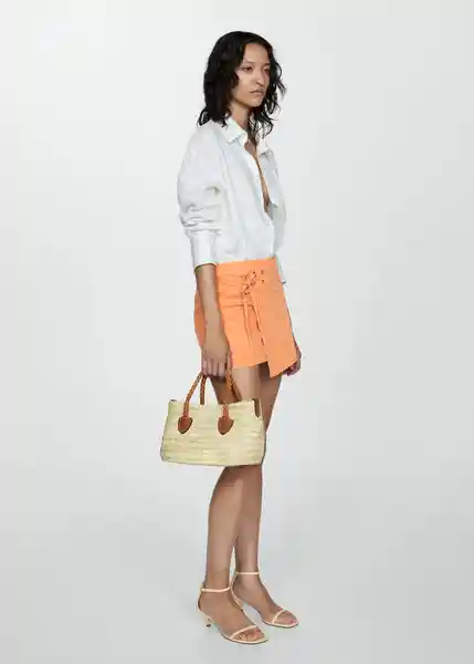 Falda Mia Naranja Talla L Mujer Mango