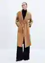 Abrigo Batin Camel Talla 24 Mujer Mango