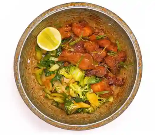 Donburi de Langostinos y Mongolian Beef