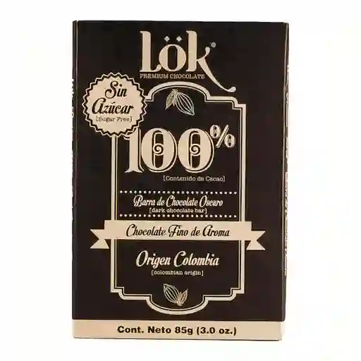 Lok Barra de Chocolate Oscuro 100 % Cacao
