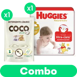 Combo Huggies Natural Care + Detergente Coco Hipoalergénico