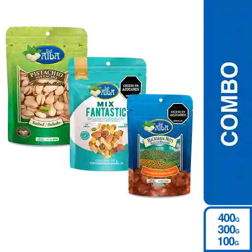 Combo Día Madre Del Alba Pistacho + Fruto Seco + Nuez Macadamia