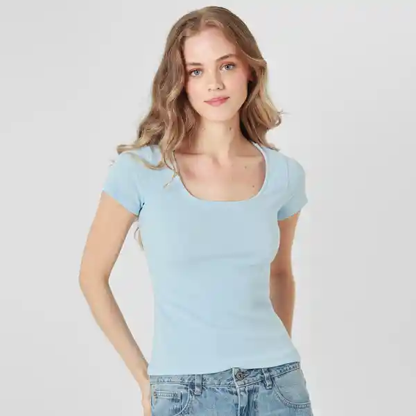 Camiseta Cuello Redondo Manga Corta Azul Talla S 717397
