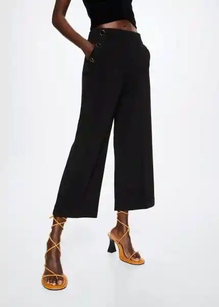 Pantalón Dorado Negro Talla 26 Mujer Mango