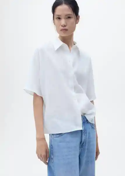 Camisa Pai Off White Talla XS Mujer Mango