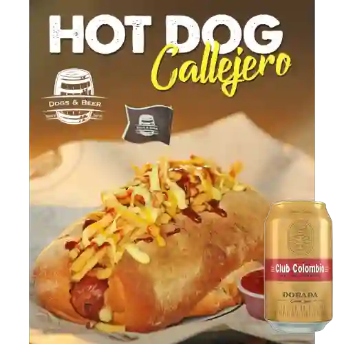 Combo Hot Dog Callejero + Club col. Dorada Lta 330ml