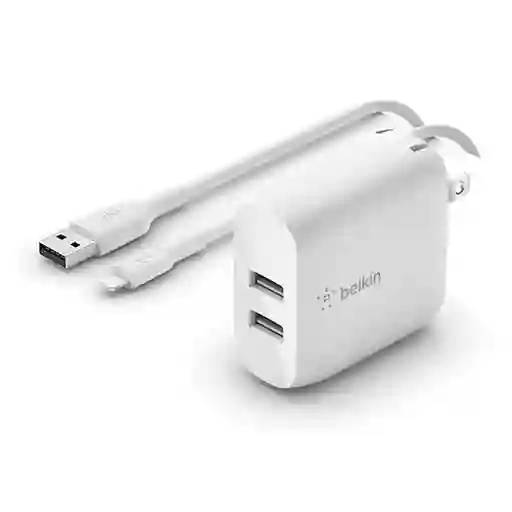 Belkin Cargador Dos Puertos + Cable Usb-LGT WCD001DQ1M