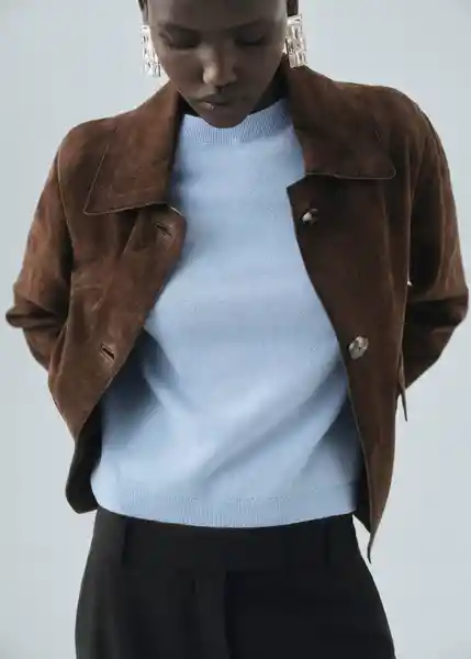 Saco Jersey Taurus Celeste Talla M Mujer Mango