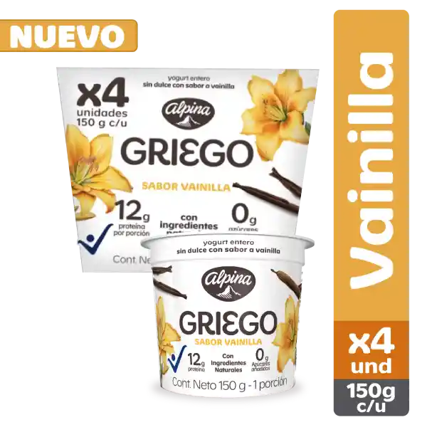 Multiempaque X4 Griego Vainilla 150 g