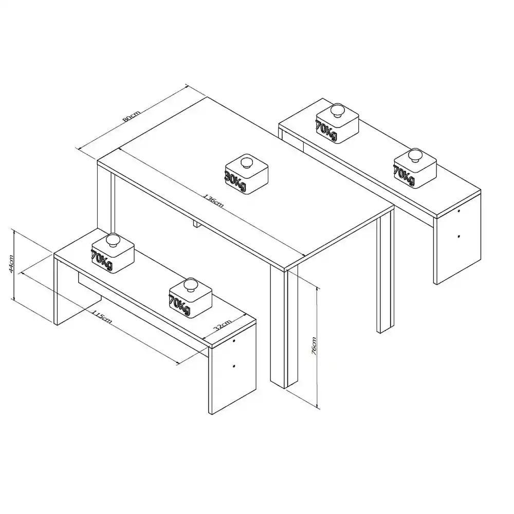 Juego Comedor Con Bancas CON360090 Finlandek