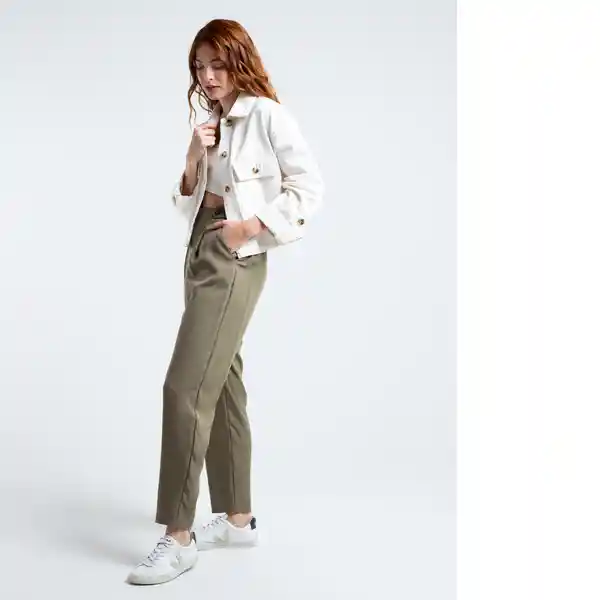  Pantalon Dan Mujer Cafe Piedra Medio Talla 8 Naf-Naf 