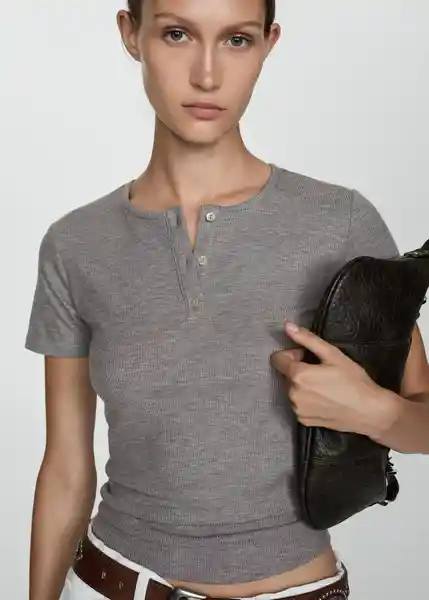 Camiseta Centeno Gris Talla M Mujer Mango