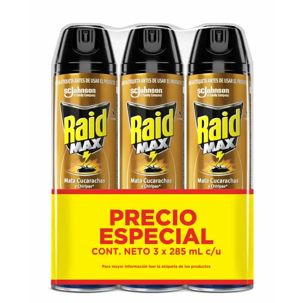 Raid Max Insecticida en Aerosol Mata Cucarachas y Chiripas