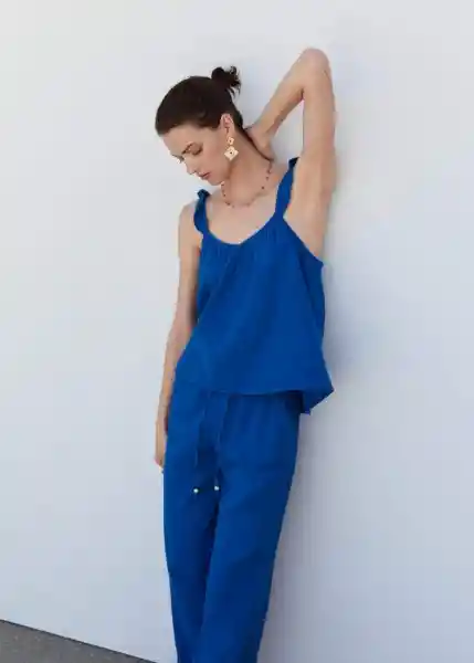 Top Bambú Azul Talla 18 Mujer Mango