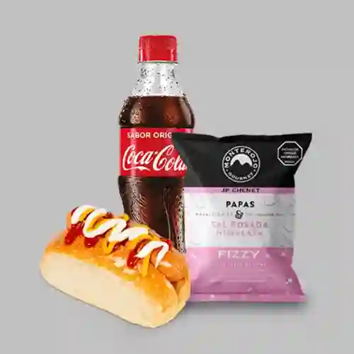 Perro + Papas Monterojo + Coca Cola 400M