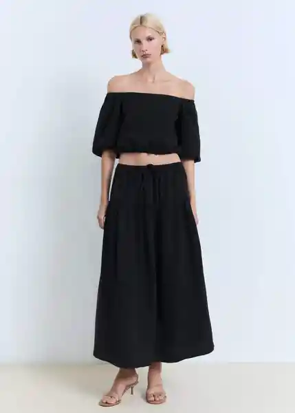 Blusa Kimolos Negro Talla XL Mujer Mango