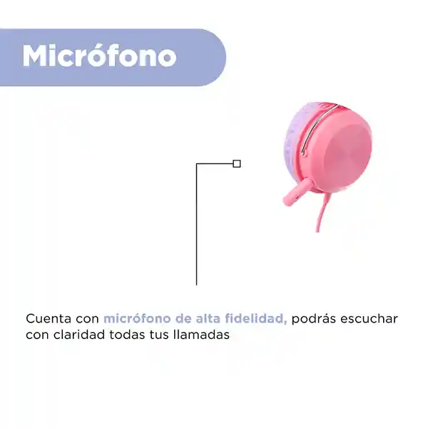 Audífonos Con Micrófono Kids Morado Rosa 3.5 mm Mod 23L07 Miniso