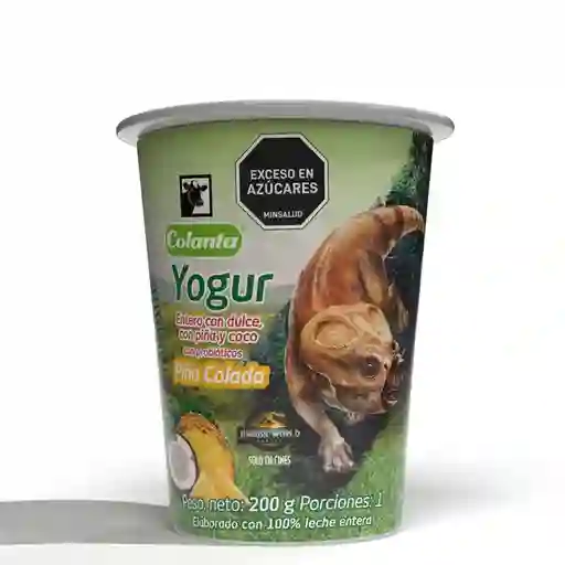 Yogur Entero Piña Colada Colanta Vaso x 200 g