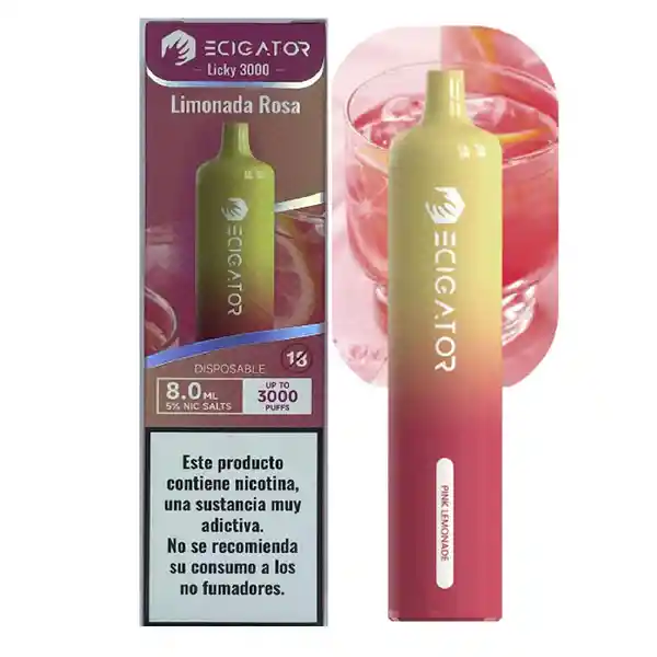 Ecigator Vapeador Limonada Rosa 3000 Puffs 5%