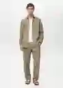 Camisa Rug Khaki Talla M Hombre Mango