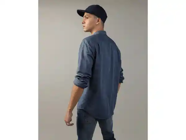 Camisa Hombre Azul Talla MEDIUM American Eagle