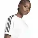 Adidas Camiseta 3 Stripe Tee Para Moda de Mujer Blanco Talla S