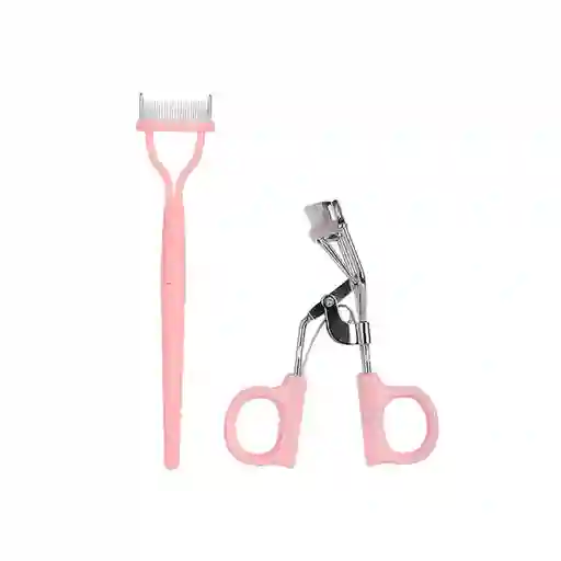 Set de Encrespador de Pestañas y Peine Peach Pink Miniso