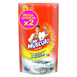 Mr Musculo Limpiador Quitagrasa Líquido 2 doypacks repuestos, 1000ml