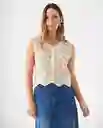 Suéter Tejido Crudo Puro Claro Talla L 669F203 Esprit