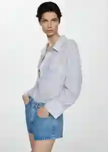 Camisa Zaro Celeste Talla M Mujer Mango