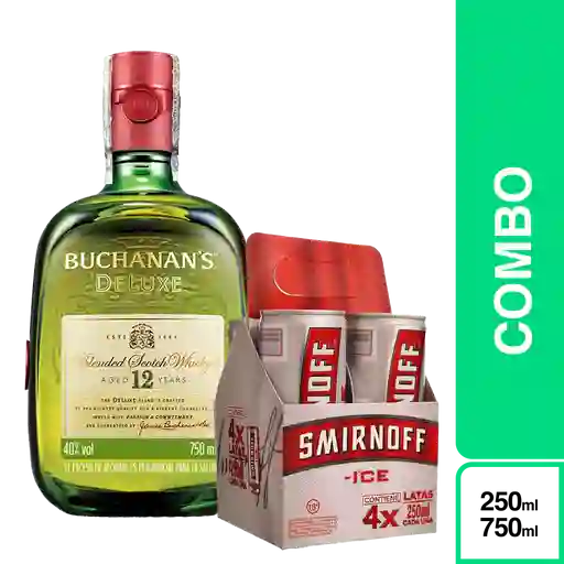 Combo Buchanans Master Whisky + Gratis 4 Smirnoff Ice