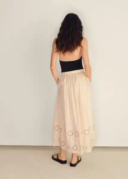 Falda Pipo Beige Talla 40 Mujer Mango