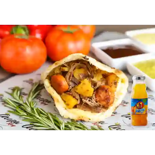 Combo Arepa Mechada + Hit Mango 237 ml