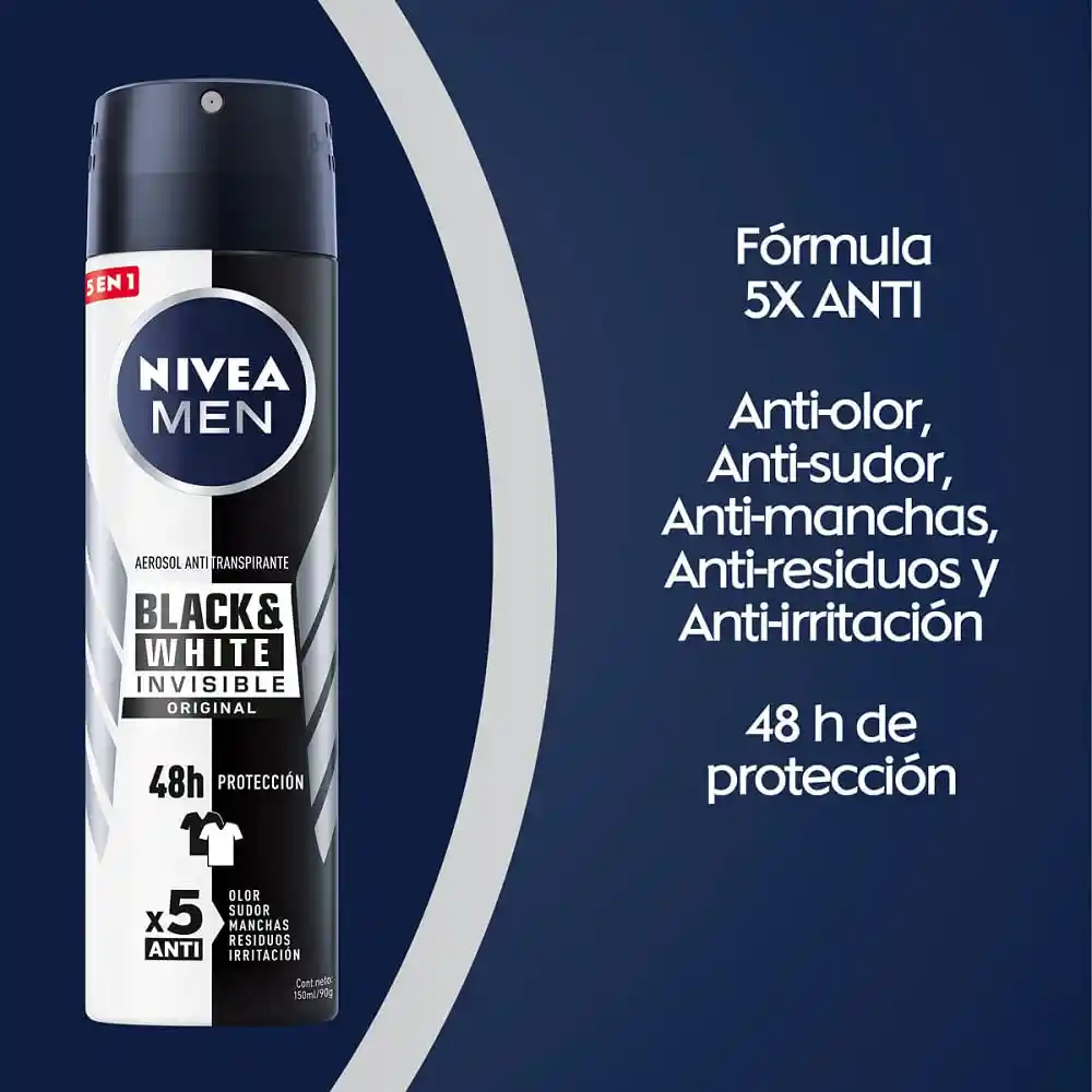 Nivea Men Desodorante Invisible Black & White en Aerosol