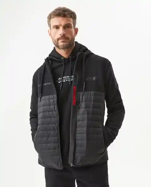 Chaqueta Mixed Fabrics Masculino Negro Sombrio Talla L Chevignon